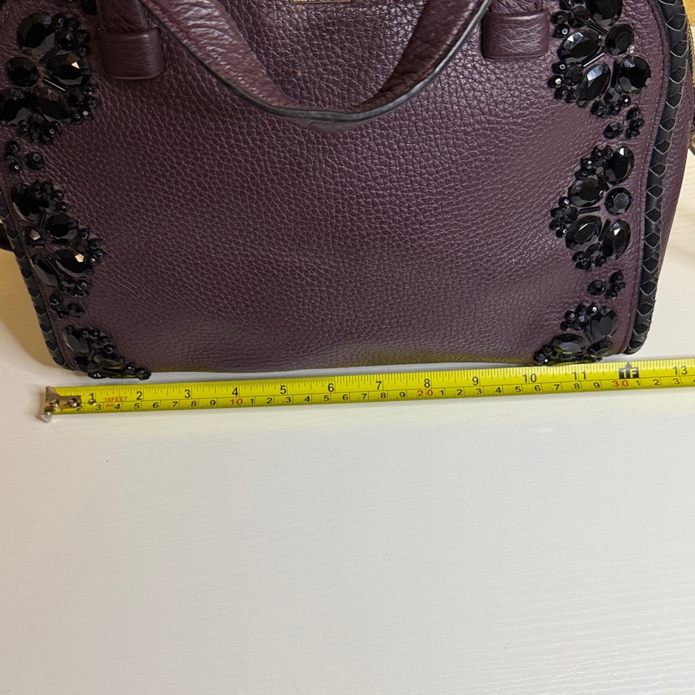 Kate Spade Anderson Way Reiley embellished satchel in deep plum pebbled leather - Picture 13 of 16
